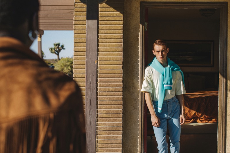 Model Brandon Sharp goes preppy in Primark.