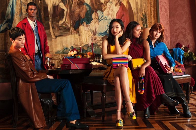 Ryu Wankyu, Tevin Steele, Chuyan He, Fabienne Dobbe, and Malaika Firth front Salvatore Ferragamo's holiday 2018 campaign.