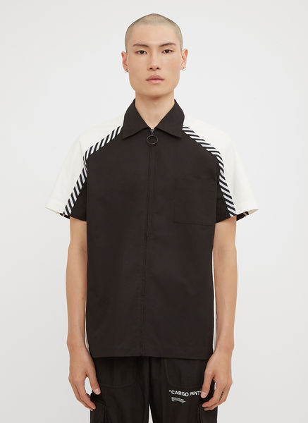 Short Sleeve Stripe Zip-Up Shirt | The Fashionisto