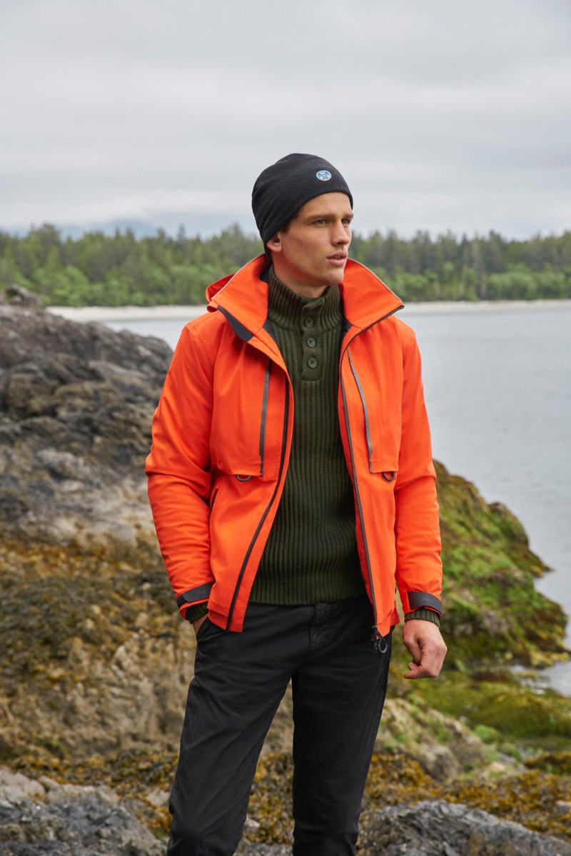 Tapping into a rugged streak, Simon Nessman fronts North Sails' fall-winter 2018 campaign.