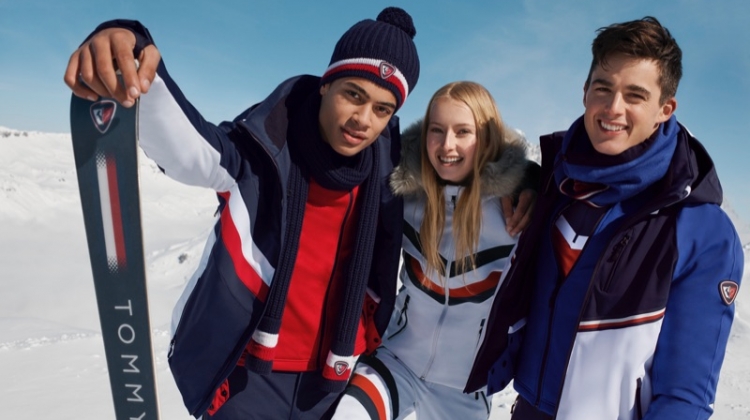 Désiré Mia, Natalie Ludwig, and Pietro Boselli star in the Tommy x Rossignol collection campaign.