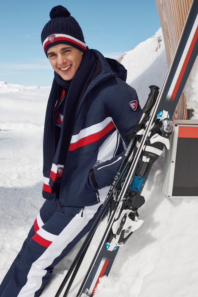 All smiles, Pietro Boselli fronts the Tommy x Rossignol collection campaign.