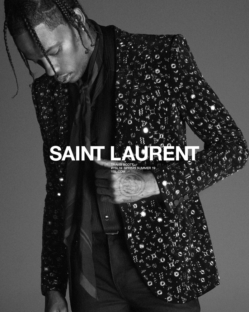 Saint Laurent enlists Travis Scott as the star of its spring-summer 2019 campaign.