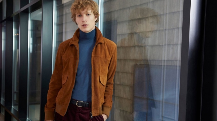 Sven de Vries dons a suede jacket and turtleneck for Valstar's fall-winter 2018 campaign.