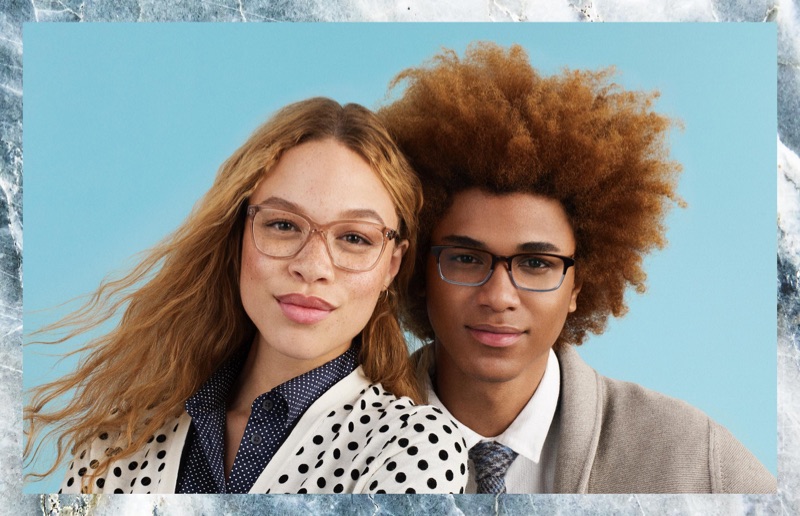 Pictured right, Michael Lockley sports Warby Parker's Crane glasses in Eastern Bluebird Fade.