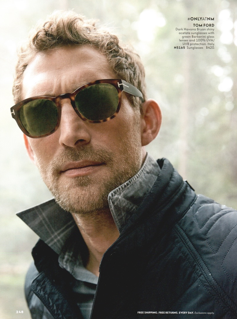 A cool vision, Will Chalker rocks tortoise framed sunglasses from Tom Ford. » Cabin Fever: Will Chalker Dons Winter Style for Neiman Marcus A cool vision, Will Chalker rocks tortoise framed sunglasses from Tom Ford.