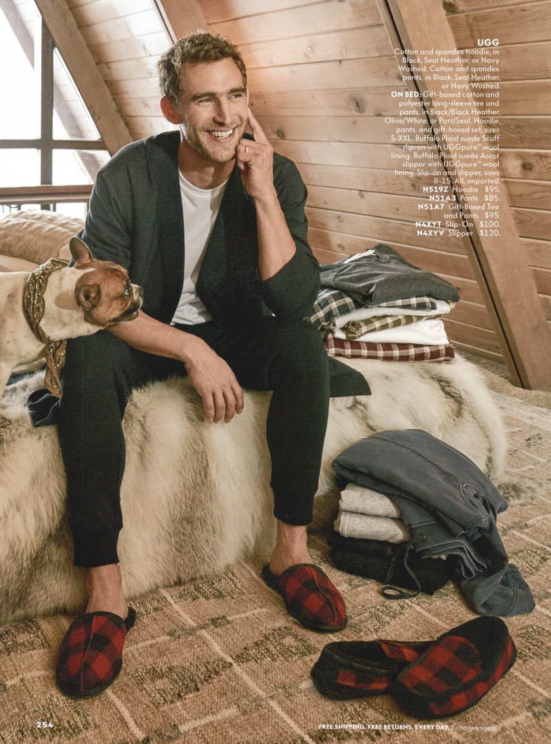 All smiles, Will Chalker relaxes in loungewear from UGG.