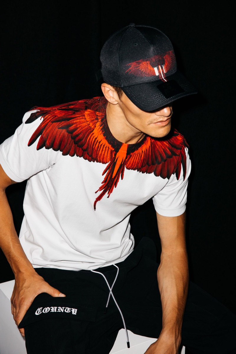 British model Danny Beauchamp dons Marcelo Burlon.