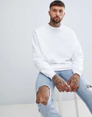 ASOS DESIGN oversized sweatshirt in white - White ASOS DESIGN oversized sweatshirt in white - White