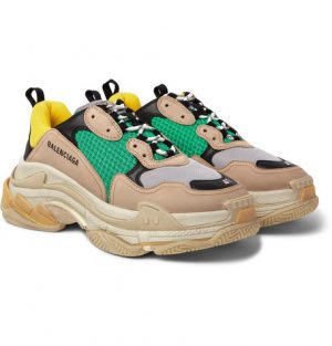 Balenciaga - Triple S Mesh, Nubuck and Leather Sneakers - Beige Balenciaga - Triple S Mesh, Nubuck and Leather Sneakers - Beige