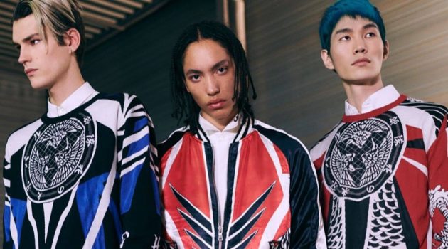 Balmain Looks to Tokyo to Inspire Pre-Fall '19 Collection Embracing a streetwear-inspired edge, models Elias de Poot, Andrew Nelson, and Jo Wonil wear Balmain.