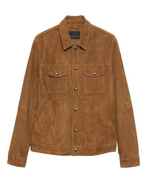Banana Republic Mens BR x Kevin Love Suede Trucker Jacket Tobacco Brown Suede Size S Banana Republic Mens BR x Kevin Love Suede Trucker Jacket Tobacco Brown Suede Size S