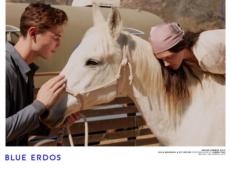 Blue Erdos enlists models Kit Butler and Leila Goldkuhl for its spring-summer 2019 campaign.