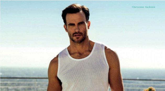 Cheyenne Jackson Covers Attitude, Talks 'American Horror Story' Actor Cheyenne Jackson sports a M&S tank with Gucci joggers.