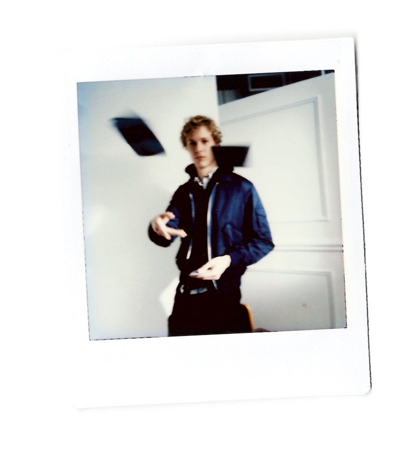 Connecting with Club Monaco, Sven de Vries sports a contemporary look with an aviator bomber.