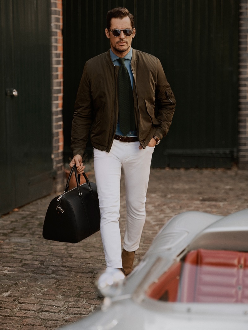 Stepping out, David Gandy wears a street style worthy look from Mango.