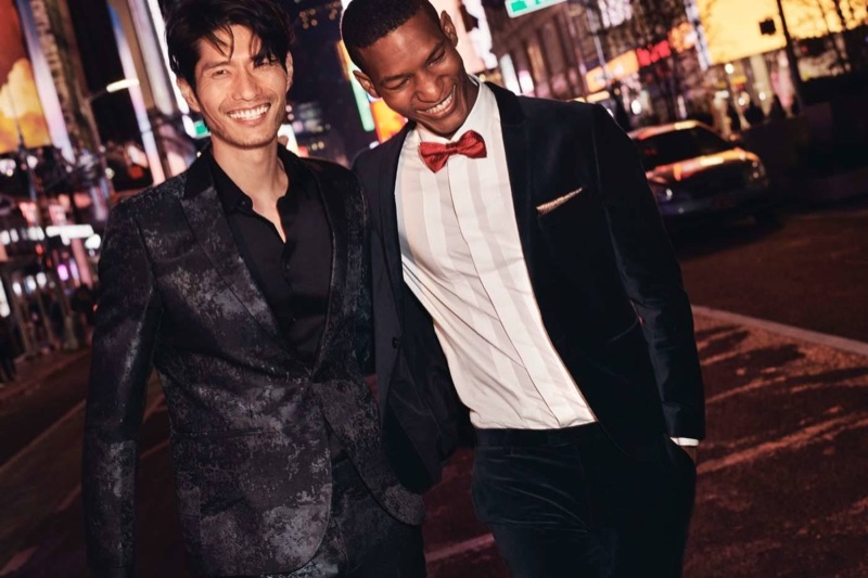 Dressed to impress, models Daniel Liu and Brad Allen wear formal styles by H&M.