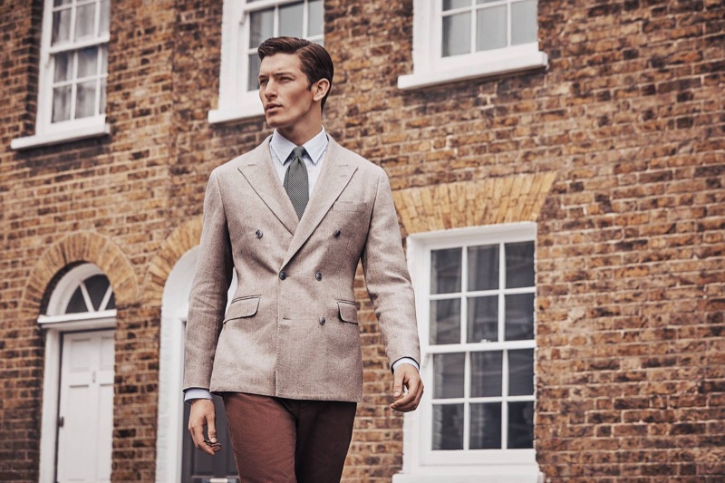 A sharp vision, Oli Lacey stars in Hackett London's fall-winter 2018 campaign.