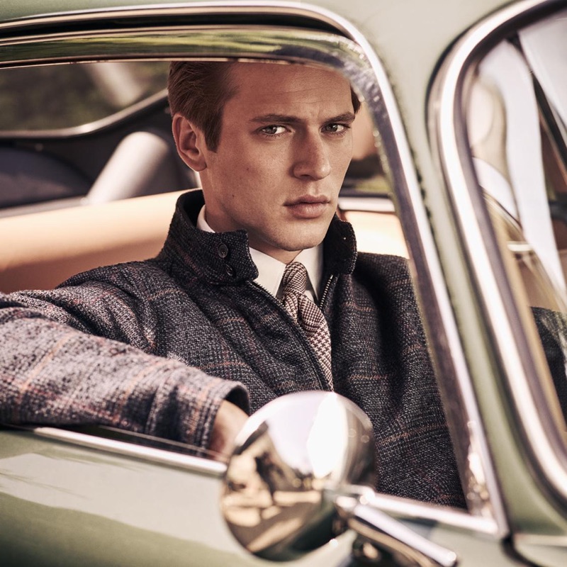 Jules Raynal stars in Hackett London's fall-winter 2018 campaign.