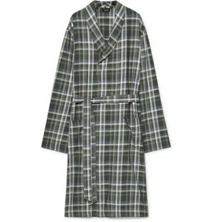 Hanro - Loran Checked Cotton Robe - Men - Green Hanro - Loran Checked Cotton Robe - Men - Green