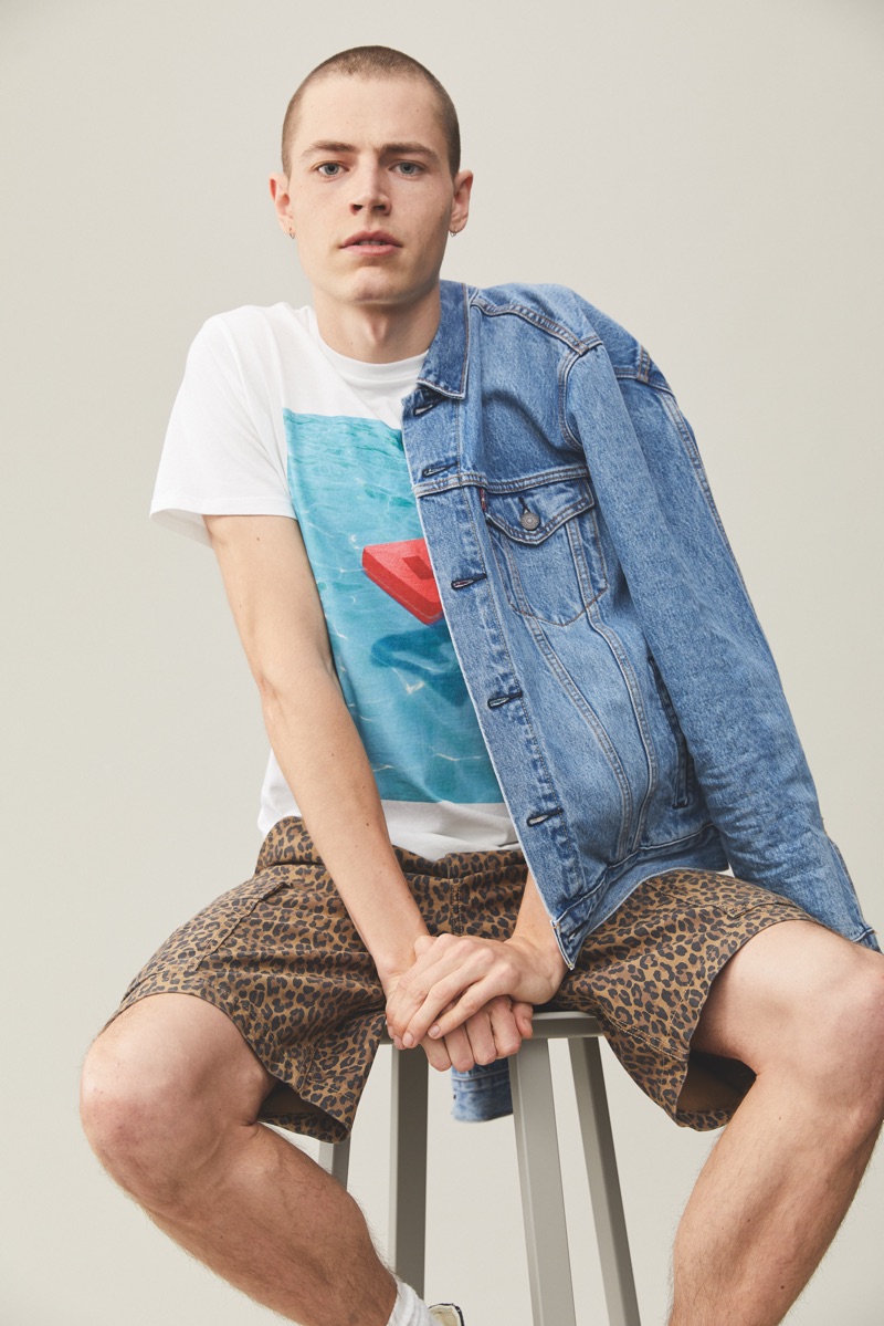 Front and center, Jonas Klock sports casual fashions from Levi's Red Tab.