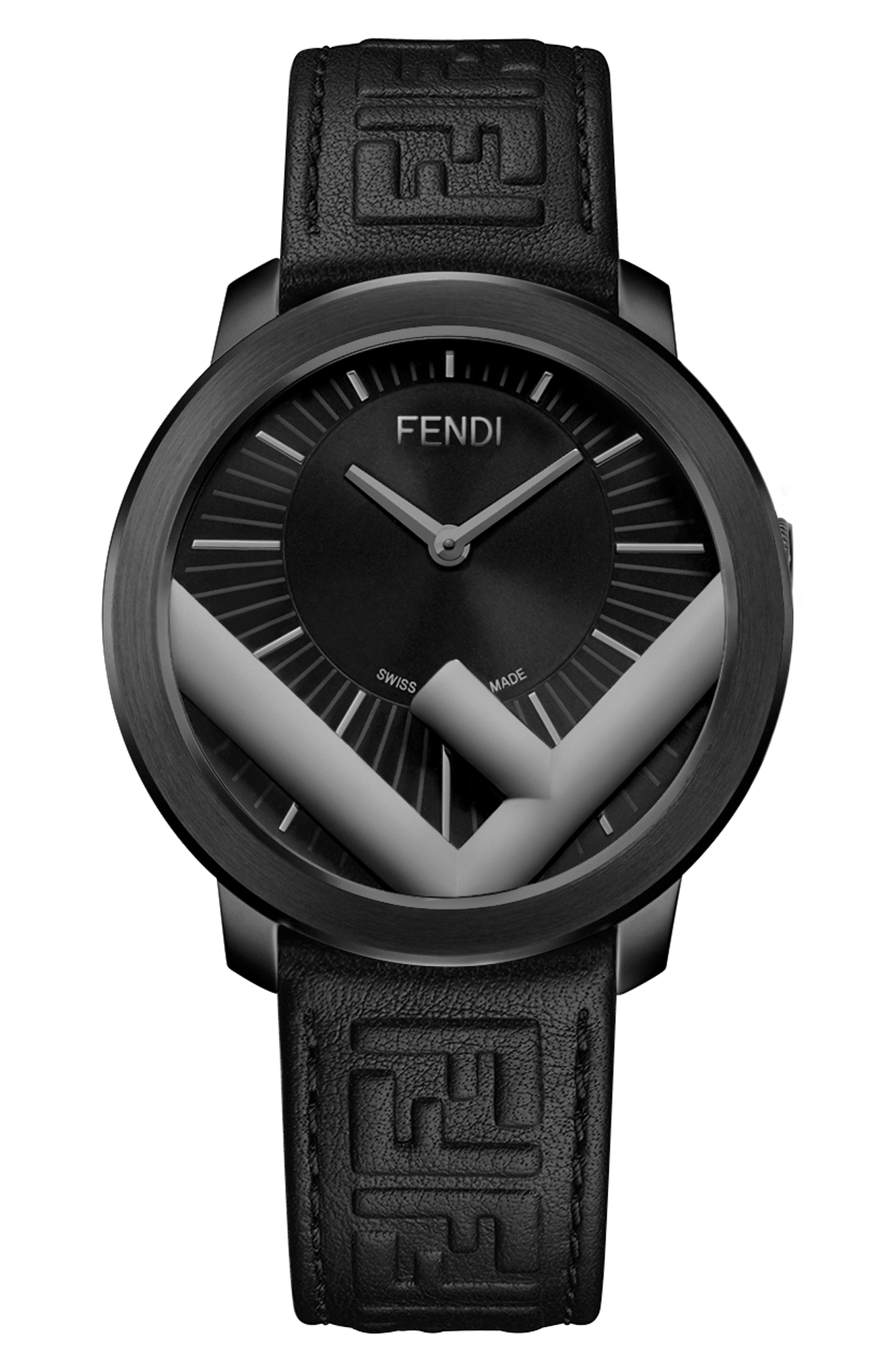 Men’s Fendi Run Away Leather Strap Watch, 41Mm The Fashionisto