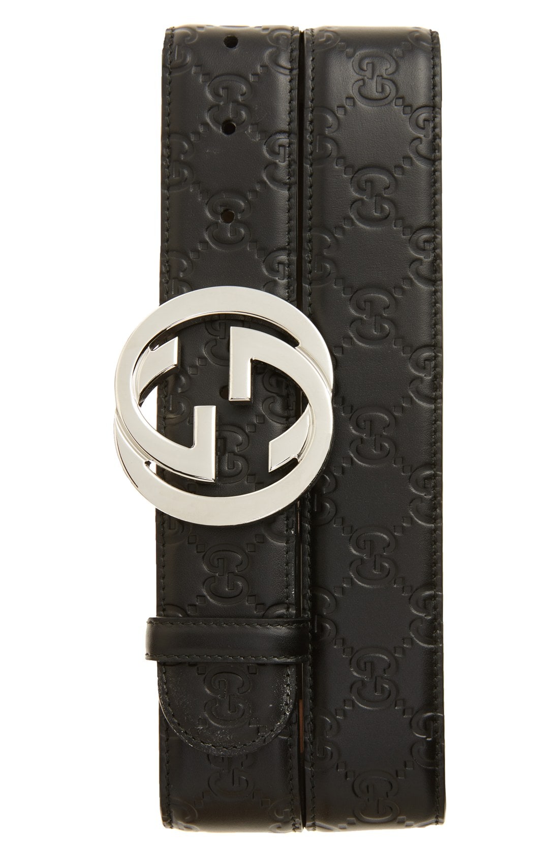 Men’s Big & Tall Gucci Logo Embossed Leather Belt, Size 115 EU – Black | The Fashionisto