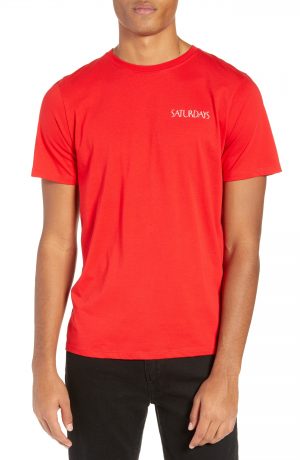 Men's Saturdays Nyc Flapper Logo T-Shirt, Size Small - Red Men's Saturdays Nyc Flapper Logo T-Shirt, Size Small - Red