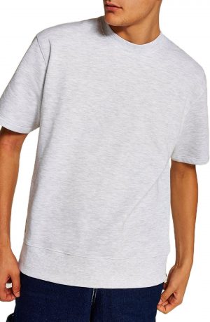 Men's Topman Short Sleeve Crewneck Sweatshirt, Size Large - Grey Men's Topman Short Sleeve Crewneck Sweatshirt, Size Large - Grey