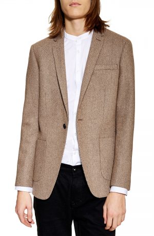 Men's Topman Skinny Fit Wool Blend Blazer, Size 34R - Beige Men's Topman Skinny Fit Wool Blend Blazer, Size 34R - Beige