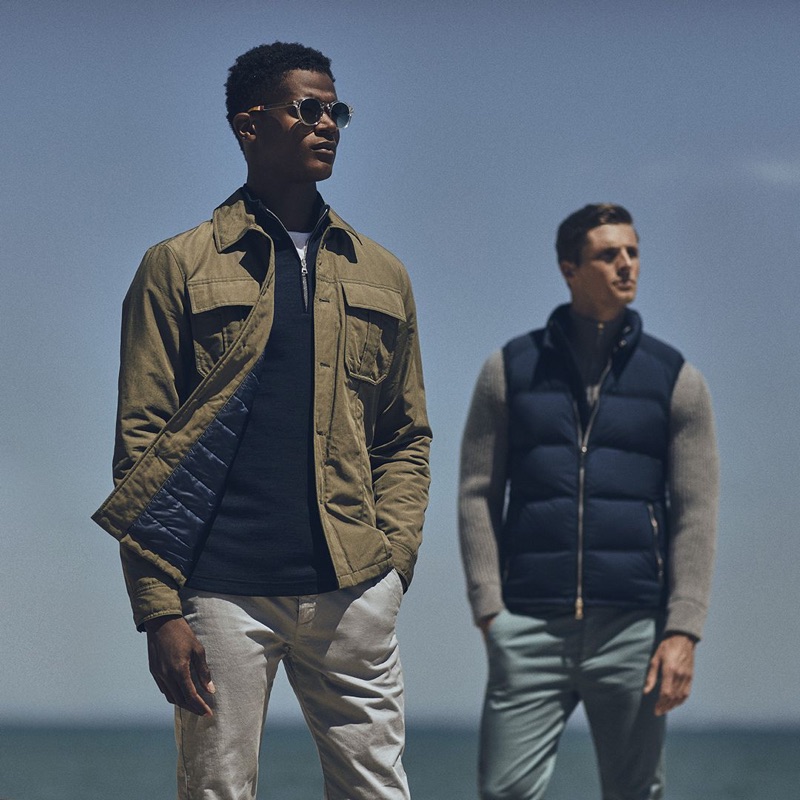 O'Shea Robertson and Edward Wilding front Orlebar Brown's fall-winter 2018 outing.