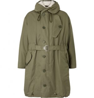 Sandro - Shearling-Trimmed Cotton-Canvas Hooded Parka - Men - Green Sandro - Shearling-Trimmed Cotton-Canvas Hooded Parka - Men - Green