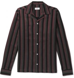 Saturdays NYC - Marco Frequency Camp-Collar Striped Woven Shirt - Men - Plum Saturdays NYC - Marco Frequency Camp-Collar Striped Woven Shirt - Men - Plum