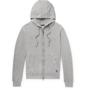 TOM FORD - Cotton-Blend Velour Zip-Up Hoodie - Men - Gray TOM FORD - Cotton-Blend Velour Zip-Up Hoodie - Men - Gray