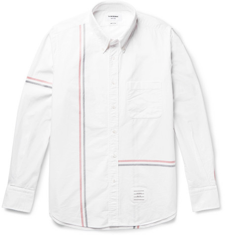 thom browne oxford striped collar slim cotton button shirt down