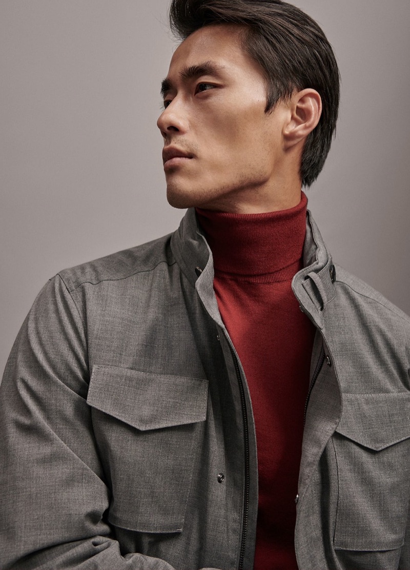 Model Zhao Lei sports new year fashions for Massimo Dutti.