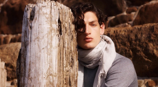 New Horizons: Aaron Shandel for Harrods Magazine JOHNSTONS OF ELGIN polo neck £329; LEMAIRE trousers £490; RICK OWENS scarf £269