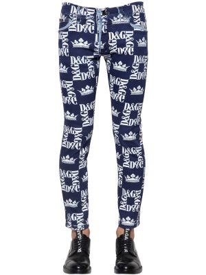 Allover Logo Cotton Denim Jeans Allover Logo Cotton Denim Jeans