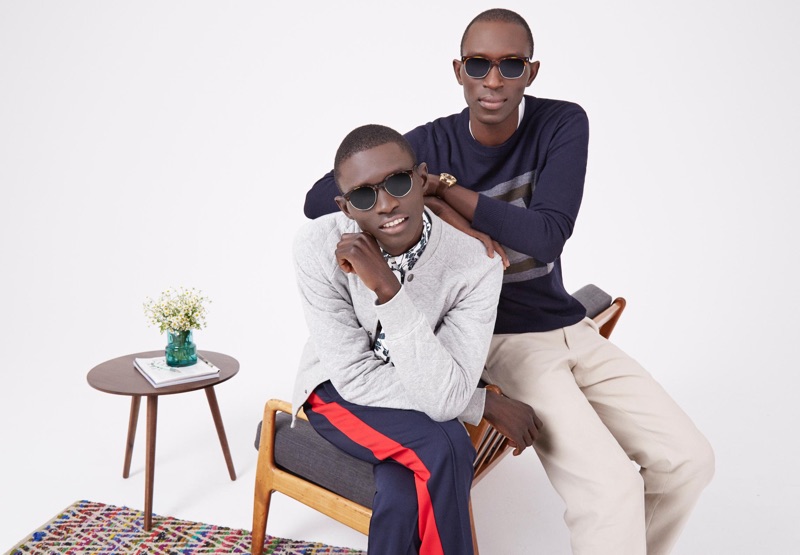 Cool in shades, Fernando and Armando Cabral wear Warby Parker. Left: Fernando dons Carey sunglasses. Right: Armando wears Lewis sunglasses. 