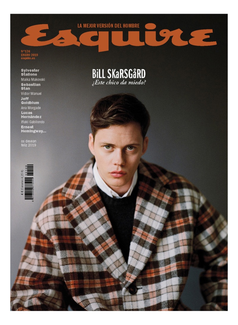 Actor Bill Skarsgård covers the January 2019 issue of Esquire España.