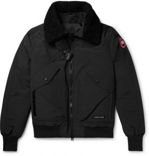 Canada Goose - Bromley Shearling-Trimmed Canvas Down Bomber Jacket - Men - Black Canada Goose - Bromley Shearling-Trimmed Canvas Down Bomber Jacket - Men - Black