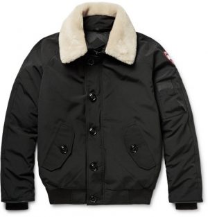 Canada Goose - Foxe Shearling and Leather-Trimmed Shell Down Bomber Jacket - Men - Black Canada Goose - Foxe Shearling and Leather-Trimmed Shell Down Bomber Jacket - Men - Black