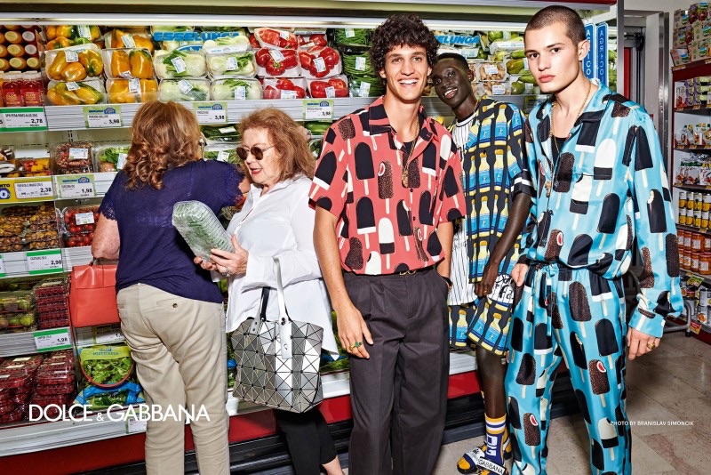 All smiles, Francisco Henriques, Baba Diop, and Janusz Kuhlmann appear in Dolce & Gabbana's spring-summer 2019 campaign.