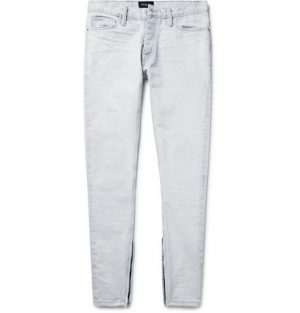 Fear of God - Skinny-Fit Zip-Detailed Distressed Selvedge Denim Jeans - Men - Light denim Fear of God - Skinny-Fit Zip-Detailed Distressed Selvedge Denim Jeans - Men - Light denim
