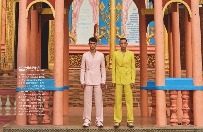 David Trulik & Zhang Wenhui Tackle Bold Colors for GQ Japan