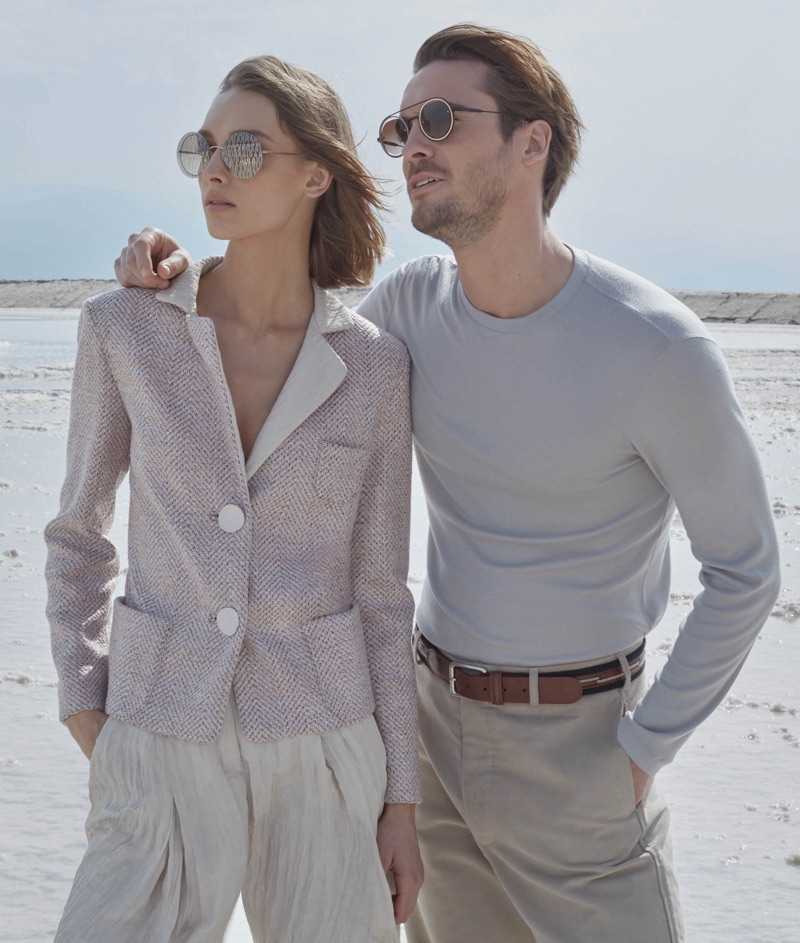 Models Daga Ziober and Maxime Daunay front Giorgio Armani's spring-summer 2019 campaign.