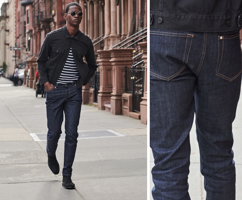 Embracing dark hues, Salomon Diaz wears H&M slim jeans.