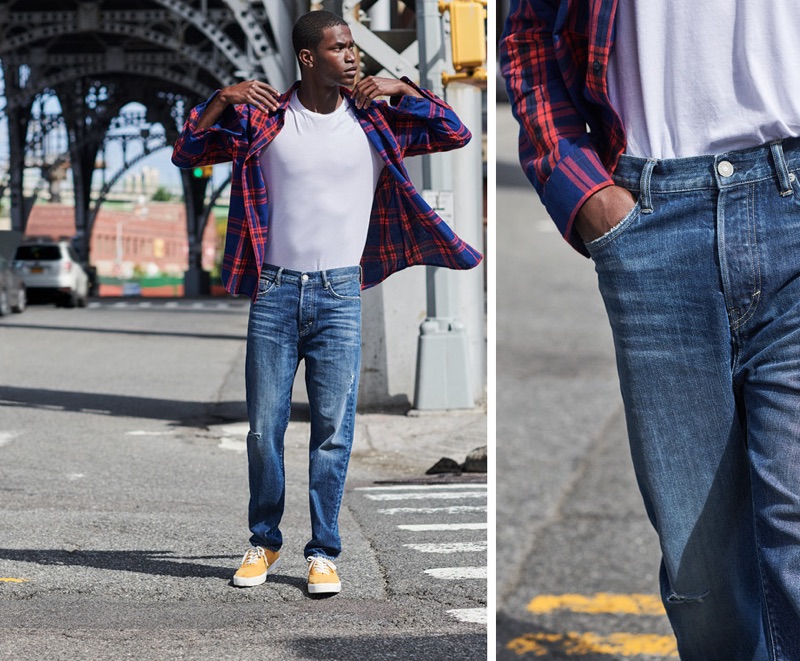 Model Salomon Diaz sports H&M tapered jeans.