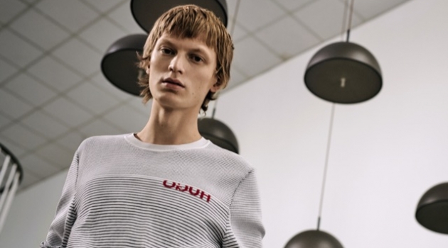Model Jonas Glöer reunites with HUGO for its spring-summer 2019 men's campaign.