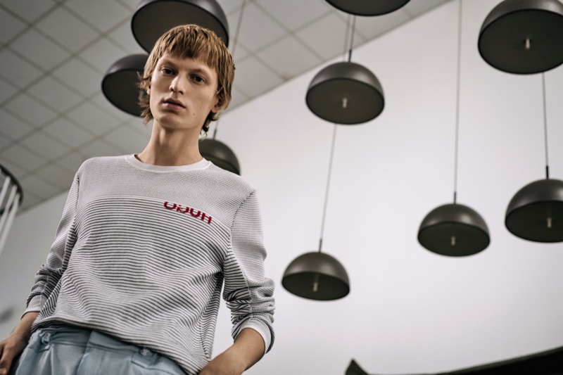Model Jonas Glöer reunites with HUGO for its spring-summer 2019 men's campaign.
